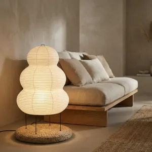Japandi Gourd-Shaped Floor Lamp in Paper and Metal — view 4