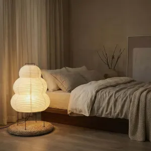 Japandi Gourd-Shaped Floor Lamp in Paper and Metal — view 5