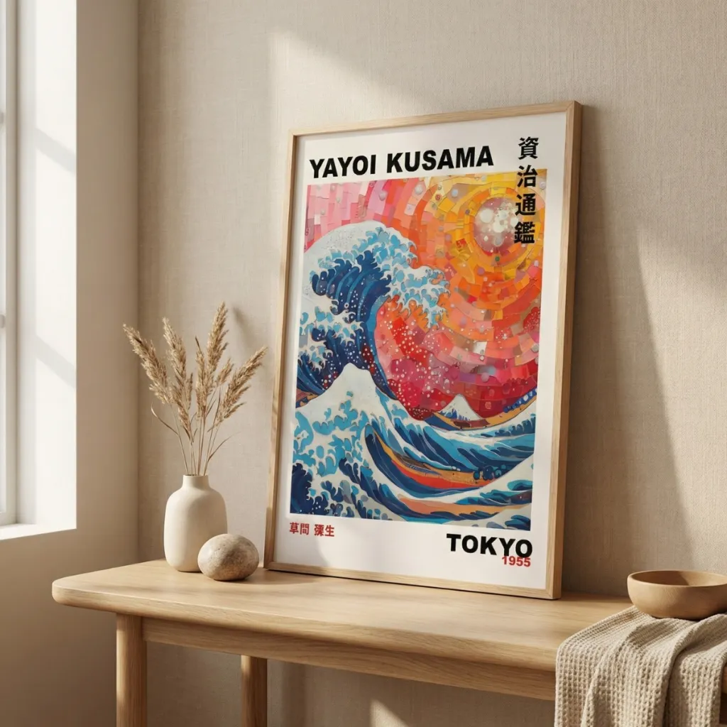 Japandi Great Wave of Hokusai Poster — a piece designed for serenity