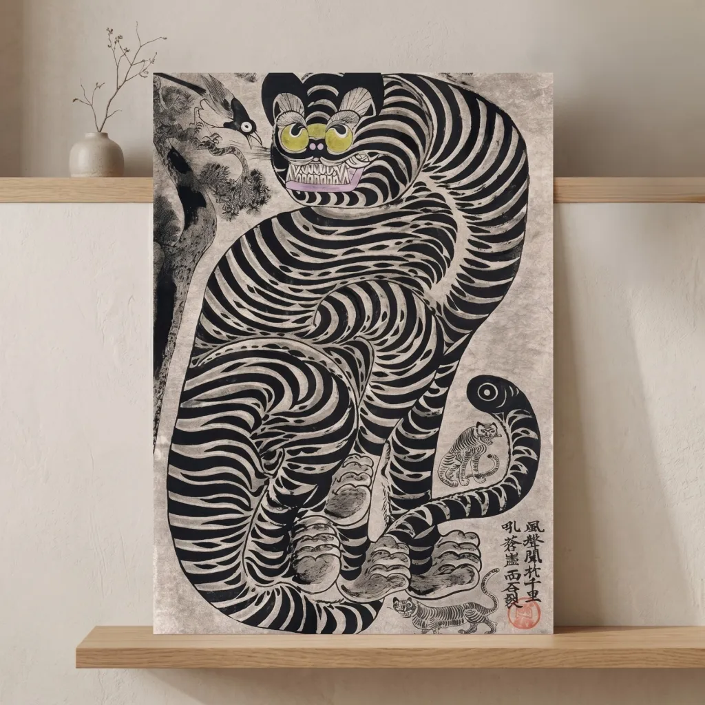 Japandi Guardian Tiger Poster