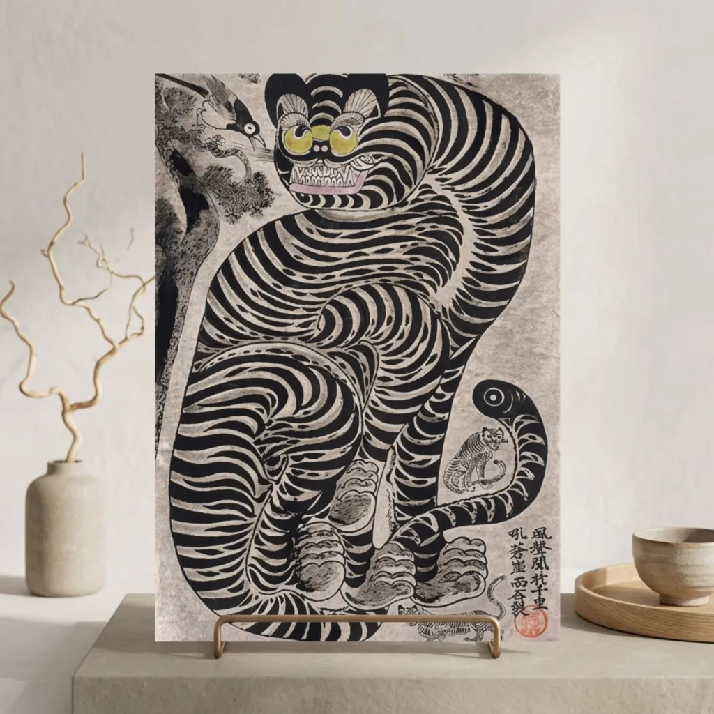 Japandi Guardian Tiger Poster — where minimalism meets durability