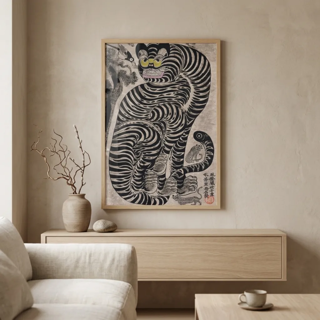 Japandi Guardian Tiger Poster — flexible, beautiful styling