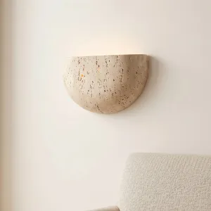 Japandi Half-Moon Travertine Wall Sconce — view 1