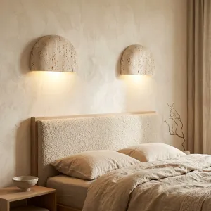 Japandi Half-Moon Travertine Wall Sconce — view 2