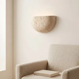 Japandi Half-Moon Travertine Wall Sconce — view 3