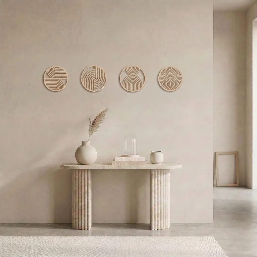 Japandi Japanese Garden Wood Wall Art, Set of 4 — a piece designed for serenity