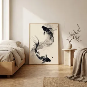 Japandi Koi Carp Ink Wash Poster — view 3
