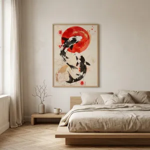 Japandi Koi Carp and Red Sun Poster — view 2