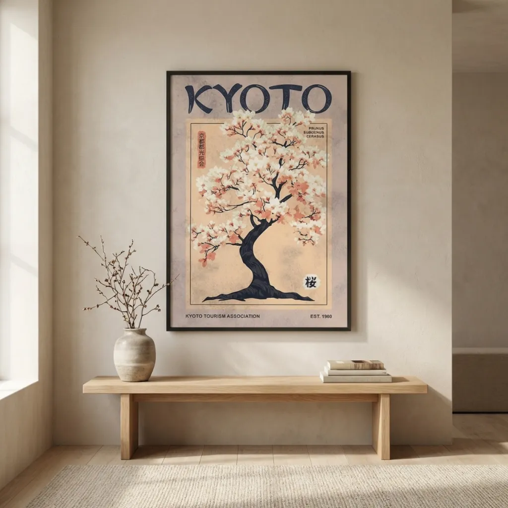 Japandi Kyoto Cherry Blossom Poster — a piece designed for serenity