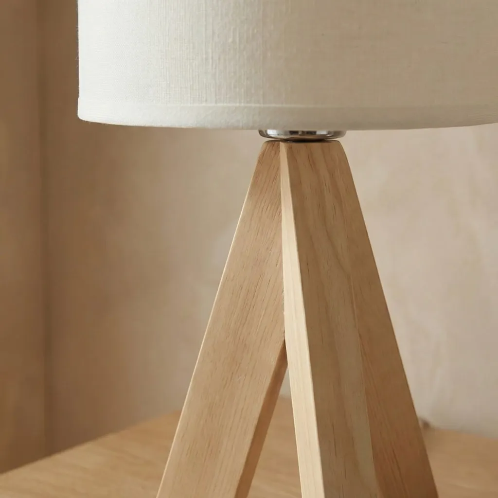 Japandi Lamp in Light Wood with Beige Shade — where minimalism meets durability