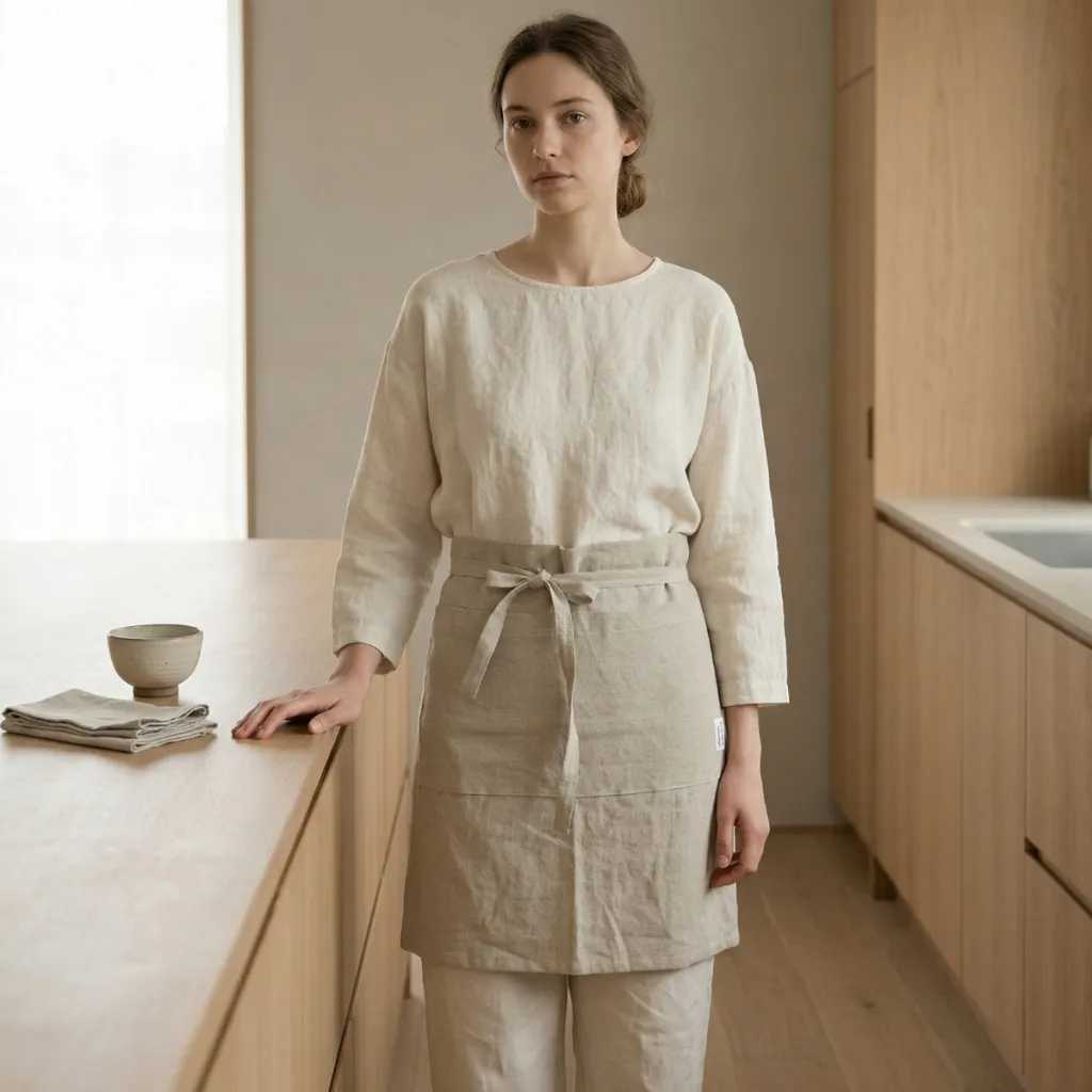 Japandi Linen-Cotton Waist Apron