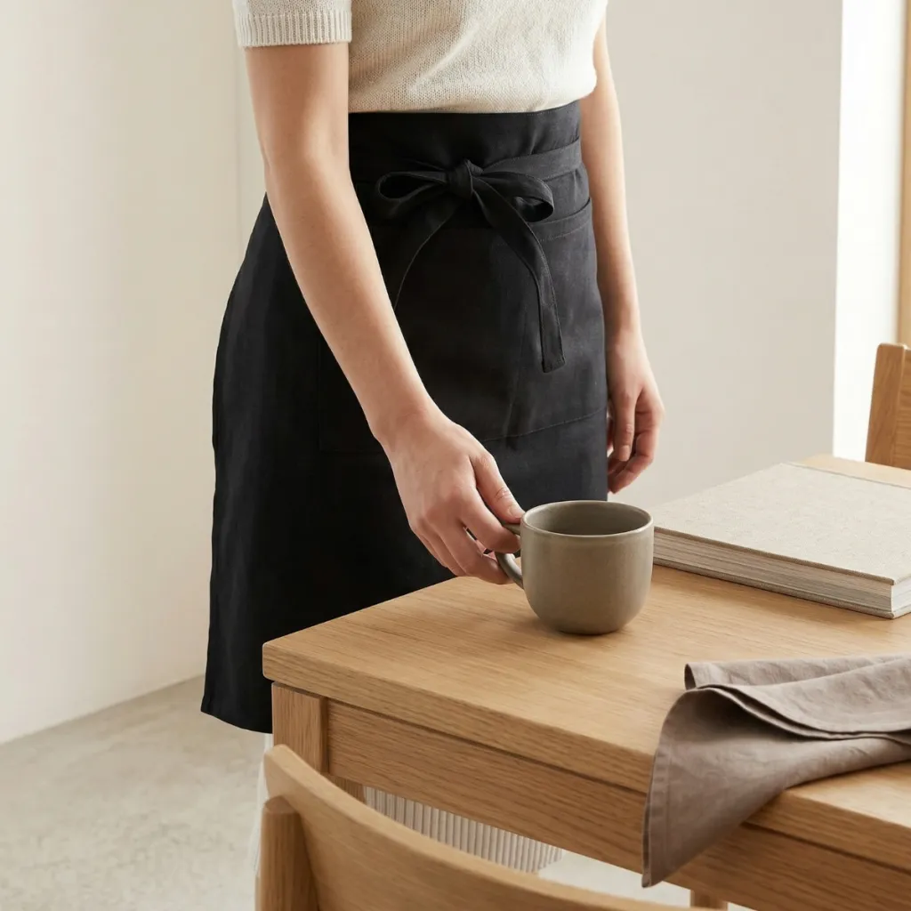 Japandi Linen-Cotton Waist Apron — where minimalism meets durability