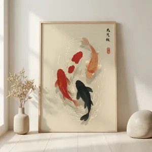 Japandi Lucky Koi Fish Poster — view 1