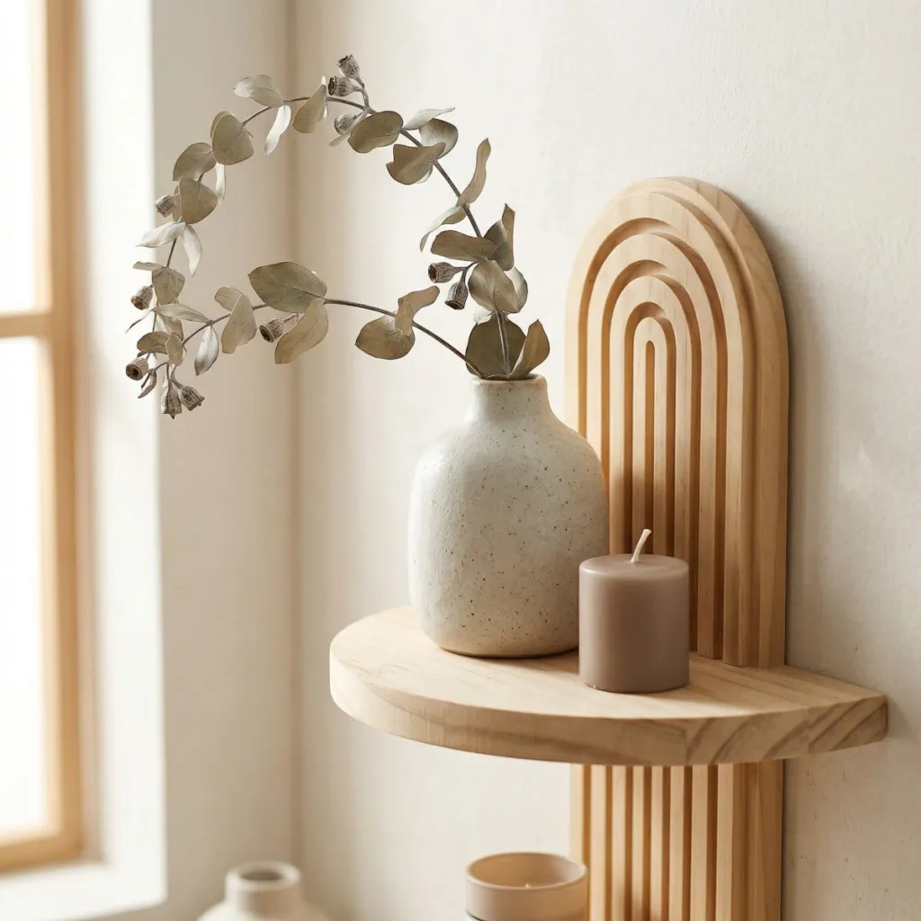 Japandi Minimalist Arch Wall Shelf in Wood — where minimalism meets durability
