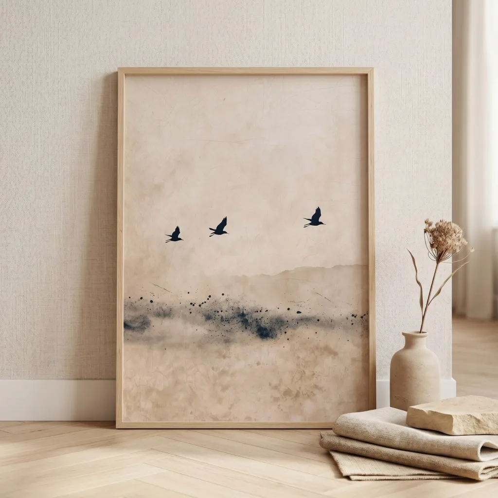 Japandi Minimalist Birds Poster