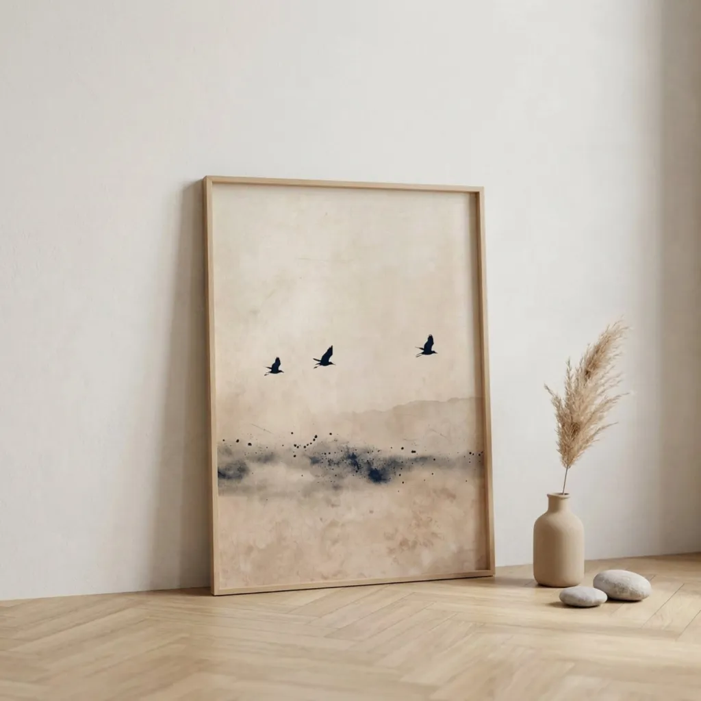 Japandi Minimalist Birds Poster — where minimalism meets durability