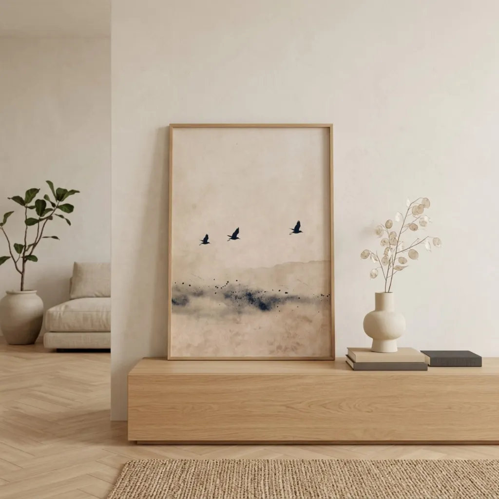Japandi Minimalist Birds Poster — flexible, beautiful styling