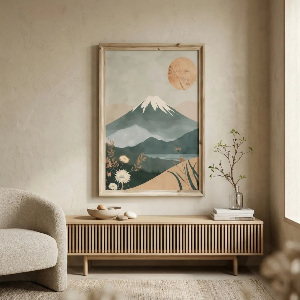Japandi Mount Fuji Landscape Poster — a piece designed for serenity