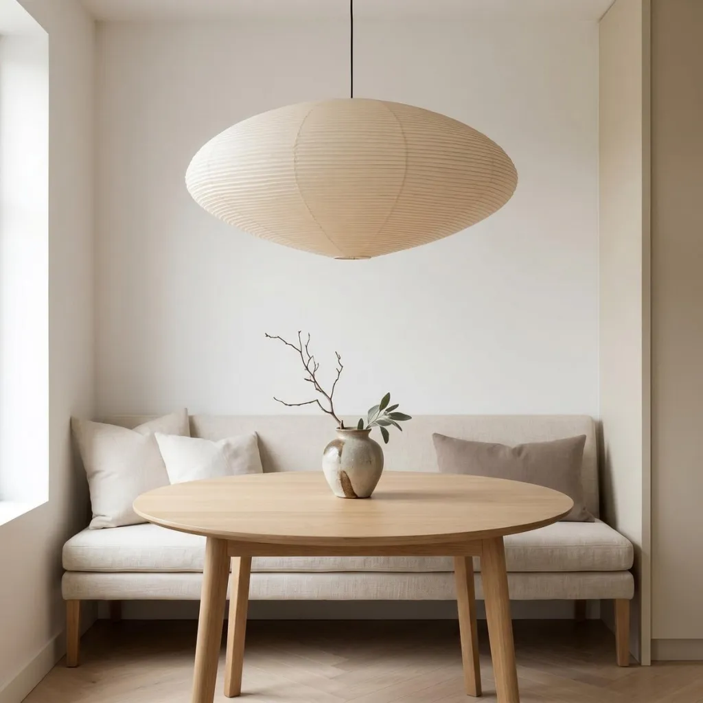 Japandi Natural Paper Ellipse Pendant Light — where minimalism meets durability
