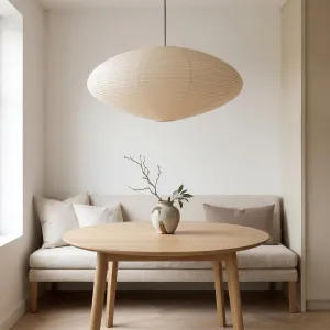 Japandi Natural Paper Ellipse Pendant Light — view 3