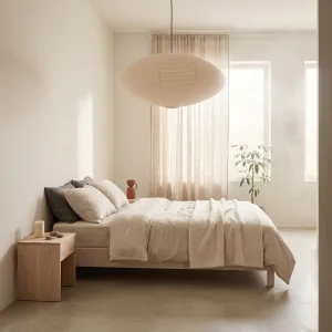 Japandi Natural Paper Ellipse Pendant Light — view 4