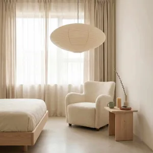 Japandi Natural Paper Ellipse Pendant Light — view 5
