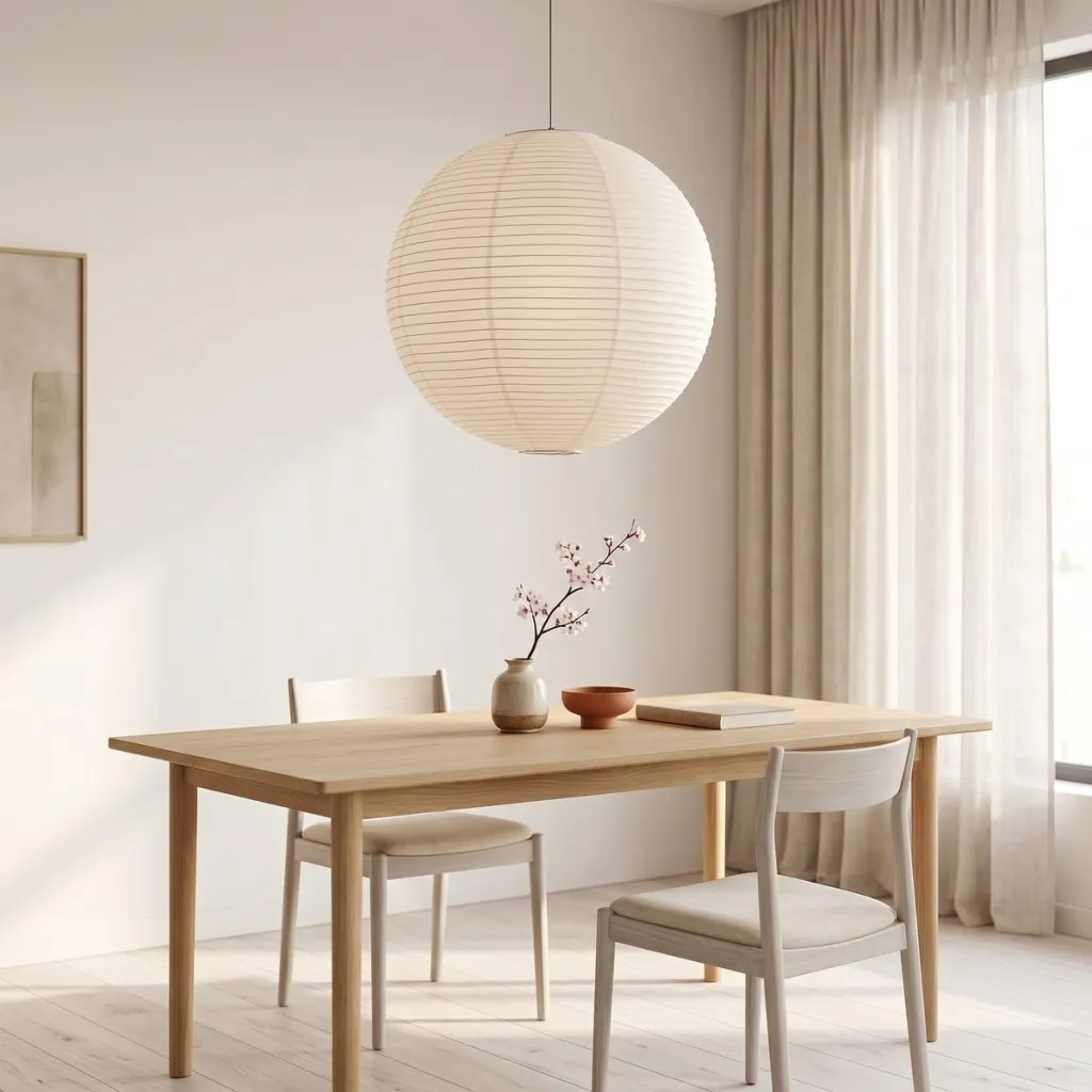 Japandi Natural Rice Paper Pendant Light, Zen Style — a piece designed for serenity