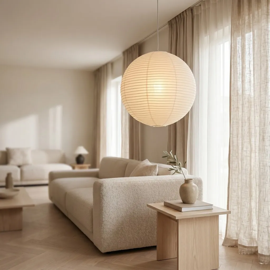 Japandi Natural Rice Paper Pendant Light, Zen Style — where minimalism meets durability