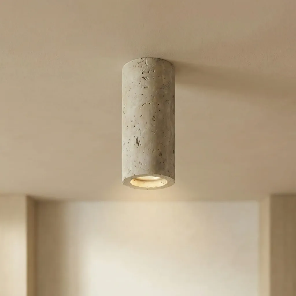 Japandi Natural Travertine Ceiling Spotlight