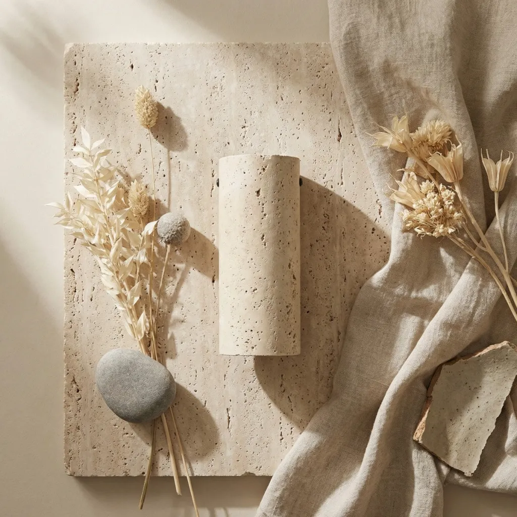 Japandi Natural Travertine Ceiling Spotlight — where minimalism meets durability