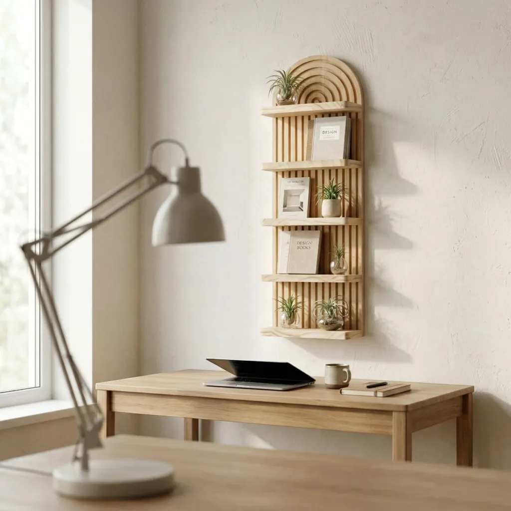 Japandi Natural Wood Shelf with Minimalist Design — where minimalism meets durability