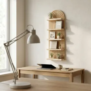 Japandi Natural Wood Shelf with Minimalist Design — view 3
