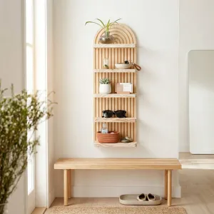 Japandi Natural Wood Shelf with Minimalist Design — view 4