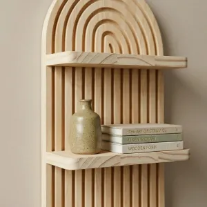Japandi Natural Wood Shelf with Minimalist Design — view 5