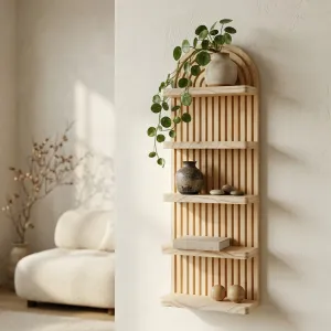Japandi Natural Wood Shelf with Minimalist Design — view 6