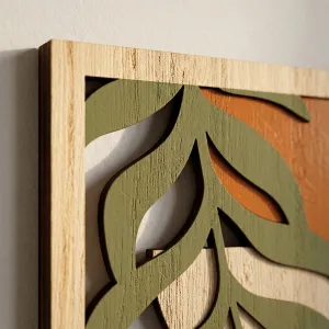 Japandi Openwork Wood Wall Art Triptych with Organic Motifs — view 3