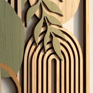 Japandi Openwork Wood Wall Art Triptych with Organic Motifs — view 4