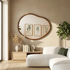 Organic Japandi Mirror with Thin Natural Wood Frame — view 3