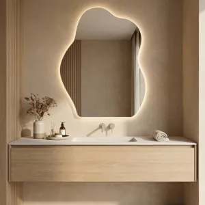Organic-Shape Japandi Mirror with LED Light — view 2