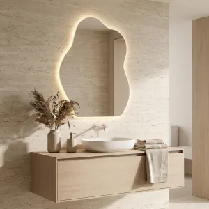 Organic-Shape Japandi Mirror with LED Light — view 4