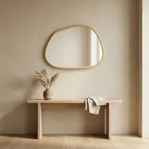 Organic-Shape Japandi Mirror in Light Pine Wood — view 4