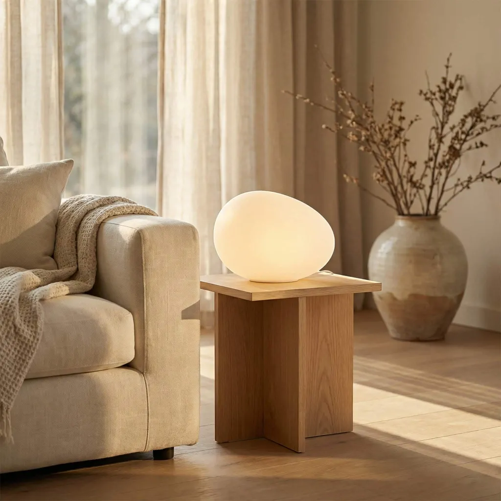 White Organic-Shape Japandi Table Lamp — a piece designed for serenity