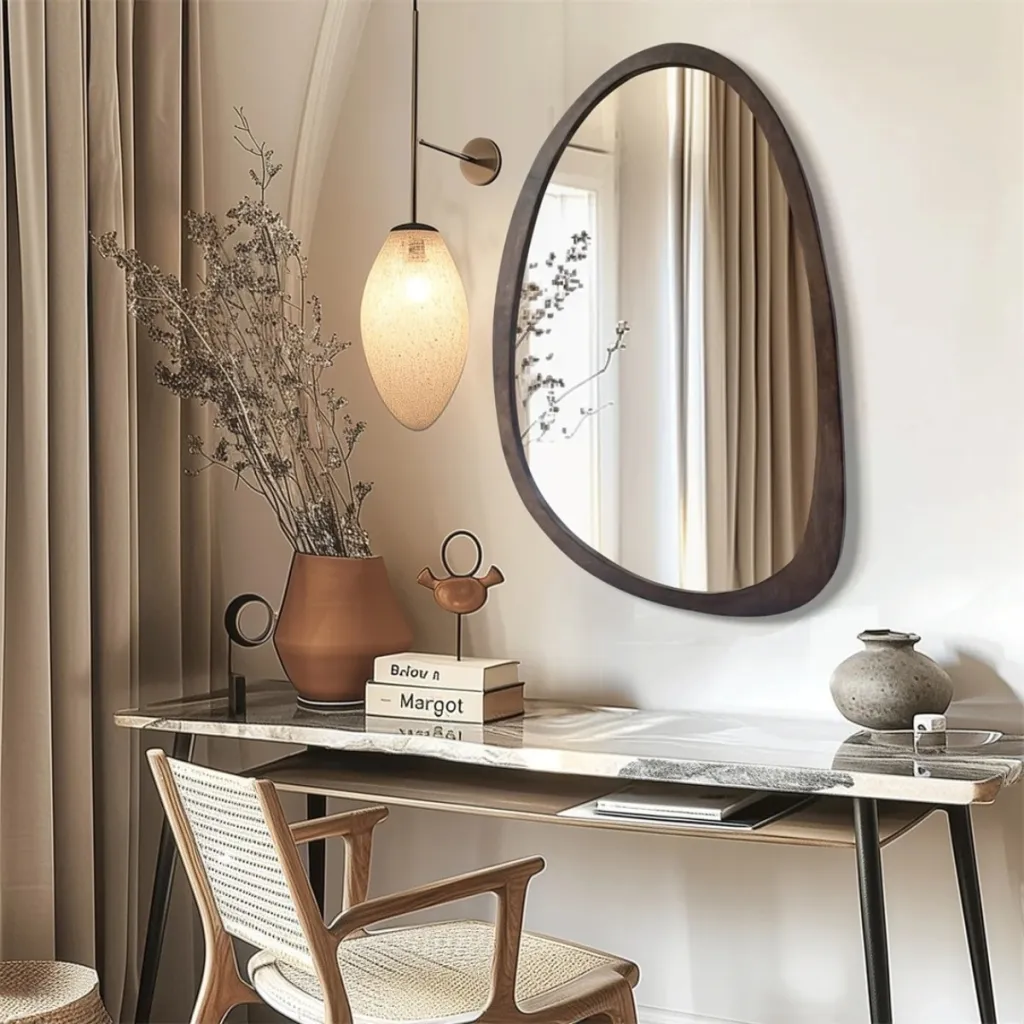 Organic-Shape Wood Japandi Mirror — a piece designed for serenity