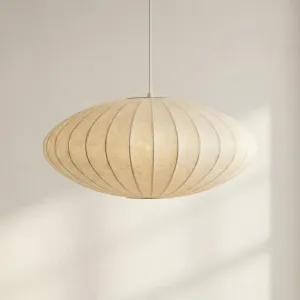 Japandi Handcrafted Oval Pendant Light in Natural Silk — view 1