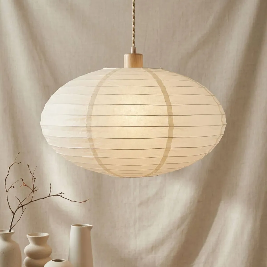 Japandi Oval Rice Paper Lamp Shade