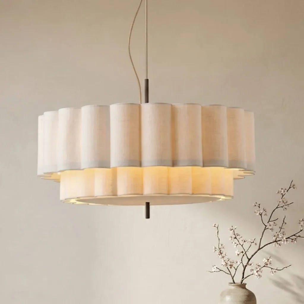 Japandi Pleated Fabric Pendant Light