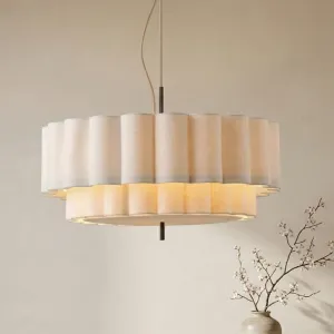 Japandi Pleated Fabric Pendant Light — view 1