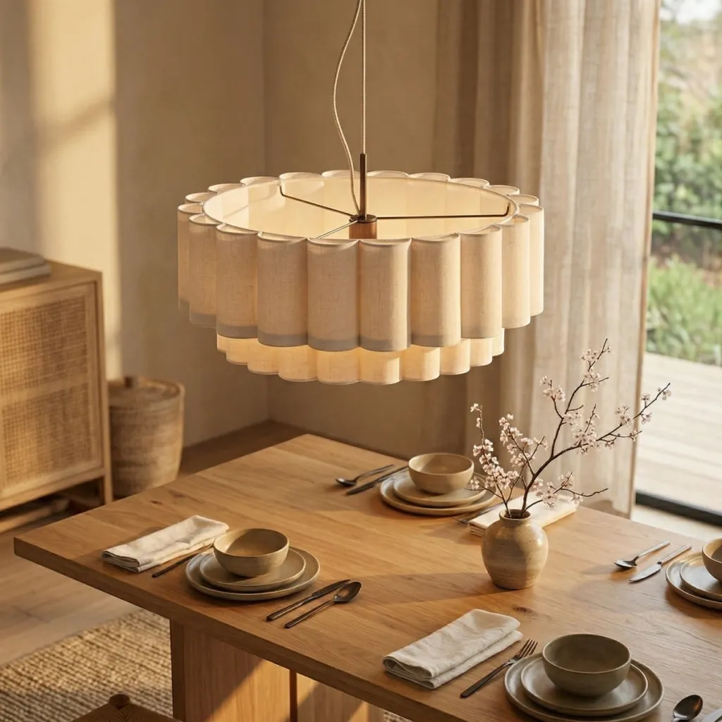 Japandi Pleated Fabric Pendant Light — a piece designed for serenity