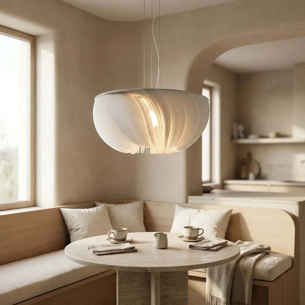 Japandi Pleated White Pendant Light — where minimalism meets durability