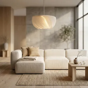 Japandi Pleated White Pendant Light — view 4